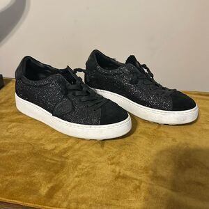 Philippe Model Women's Black Glitter/Suede Sneakers